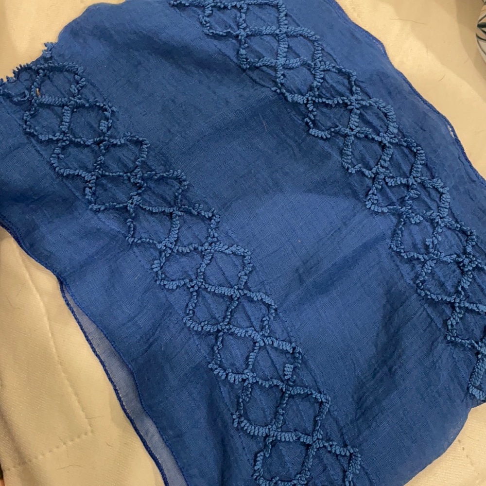 Beautiful lightweight blue textured infinity scarf